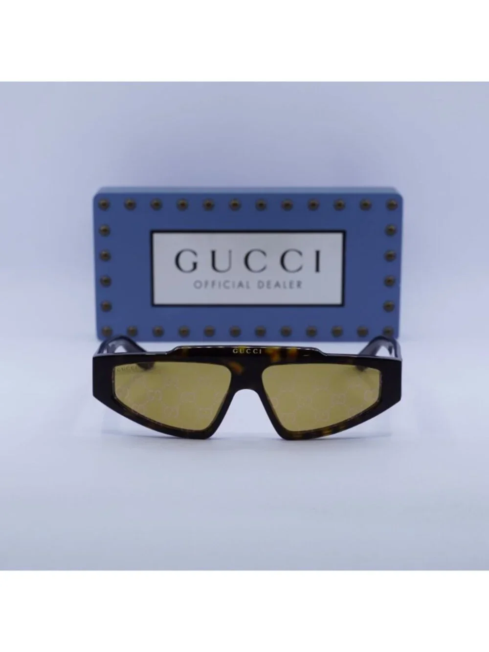 Gucci GG1591S 002 Browline Sunglasses - Havana / Yellow